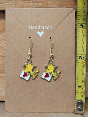 Peanuts Woodstock Snoopy Enamel Metal Earrings NEW
